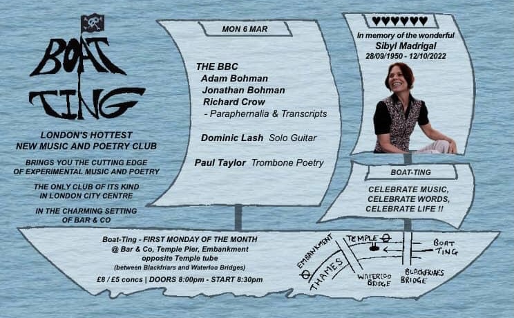 Flyer connected to Adam Bohman, Jonathan Bohman, Richard Crow, Dominic Lash, Paul Taylor