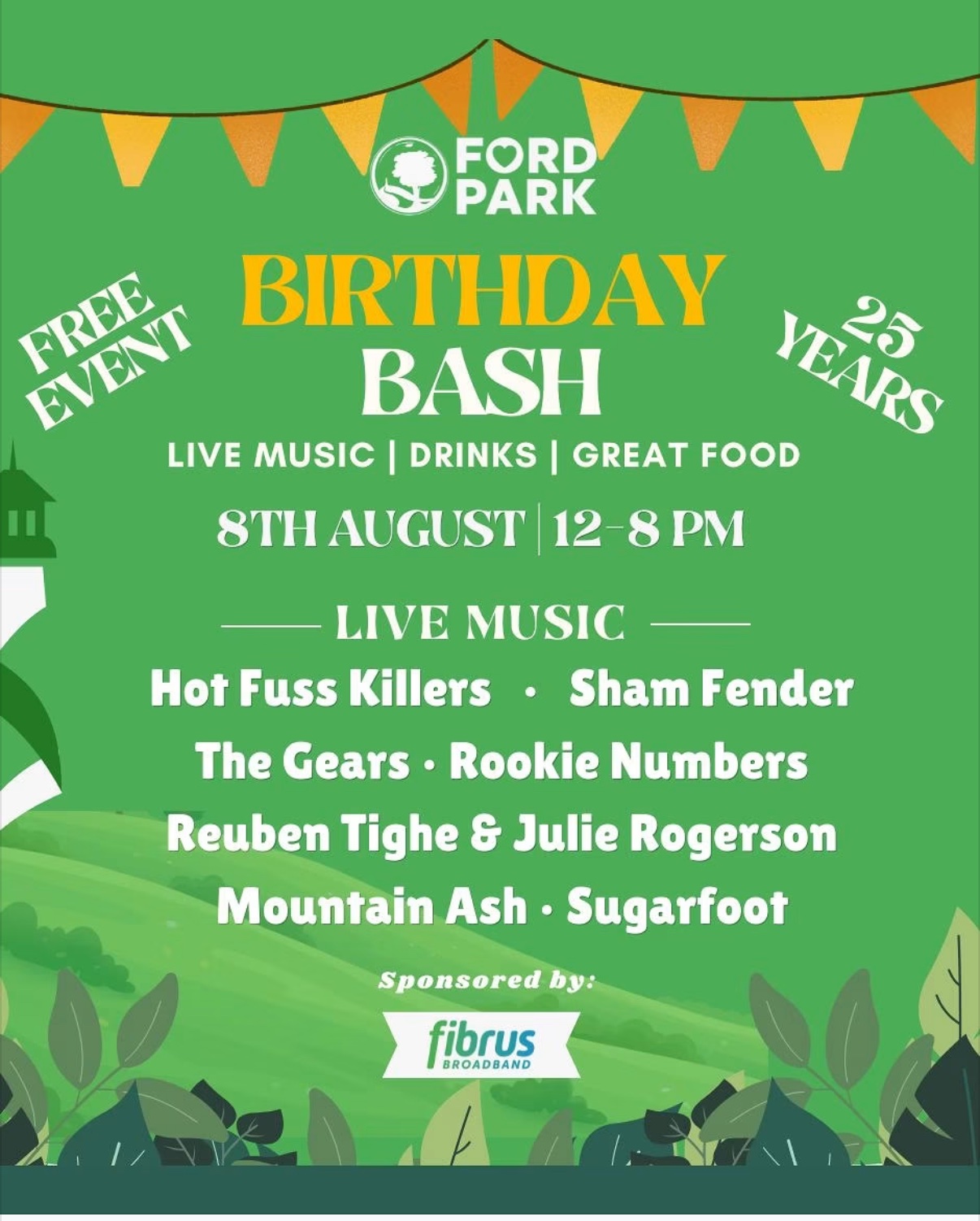 Flyer for Ford Park's 25th Birthday Bash