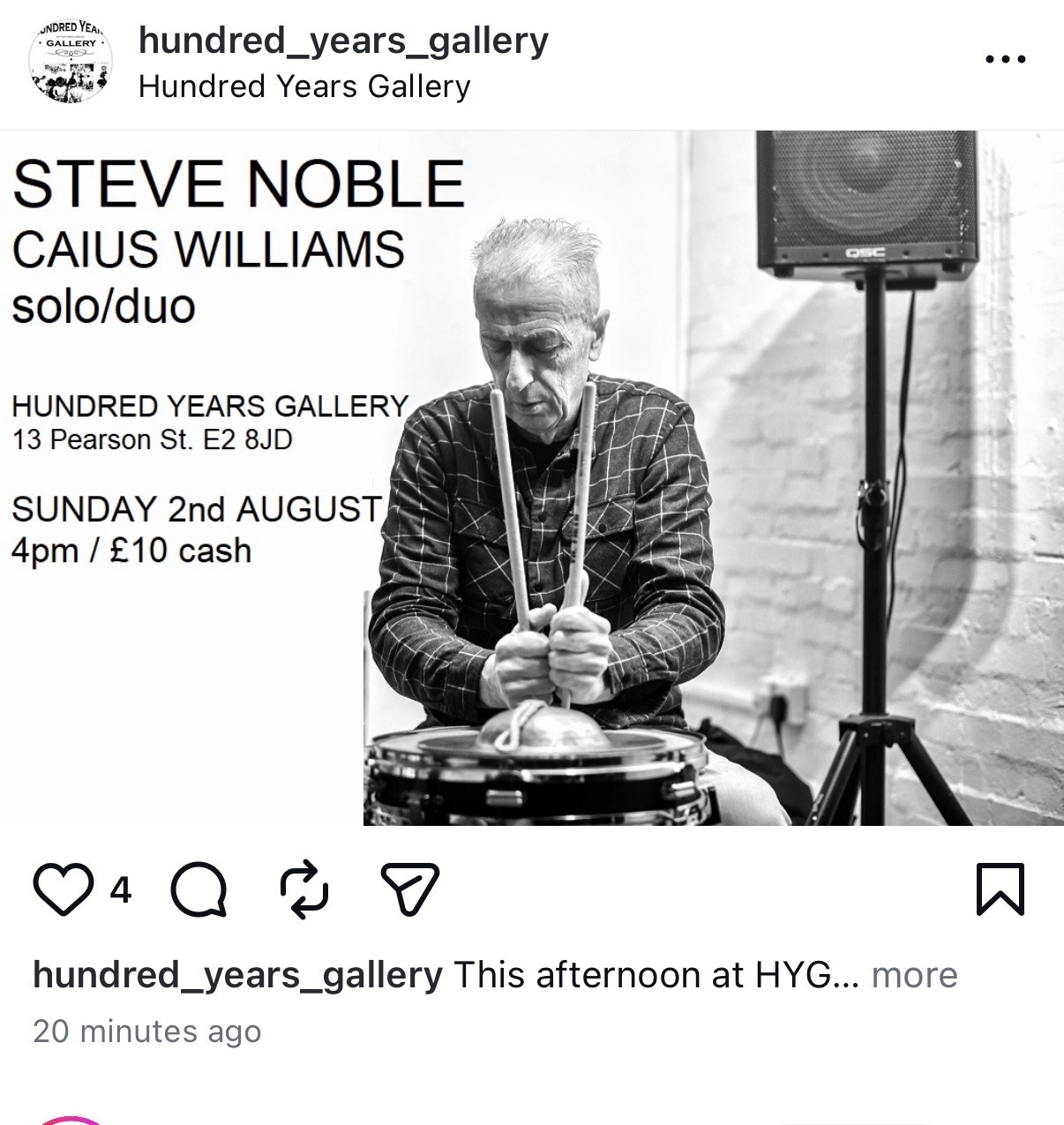 Flyer connected to Steve Noble, Caius Williams