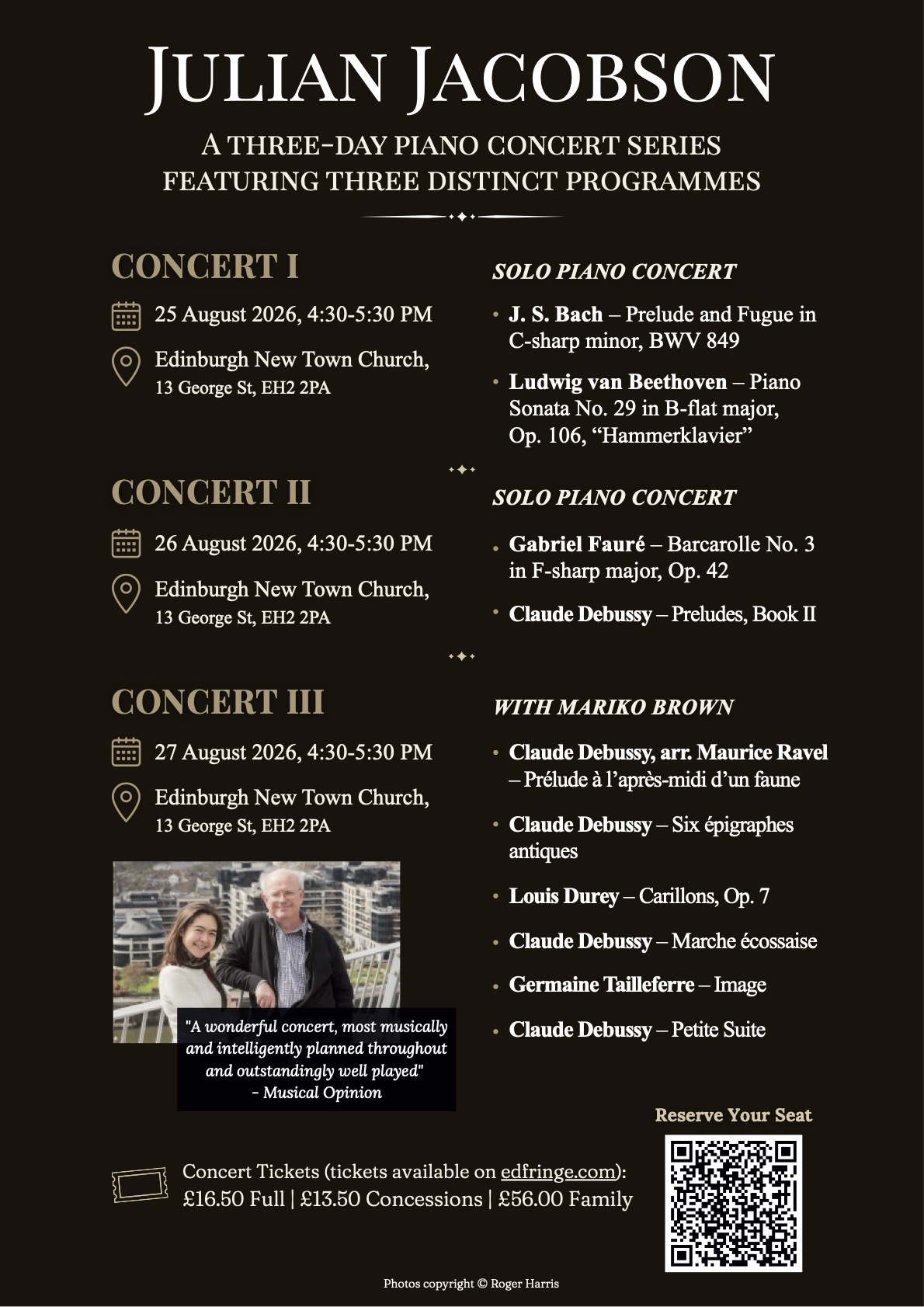 Flyer for Julian Jacobson: Concert II — Fauré & Debussy