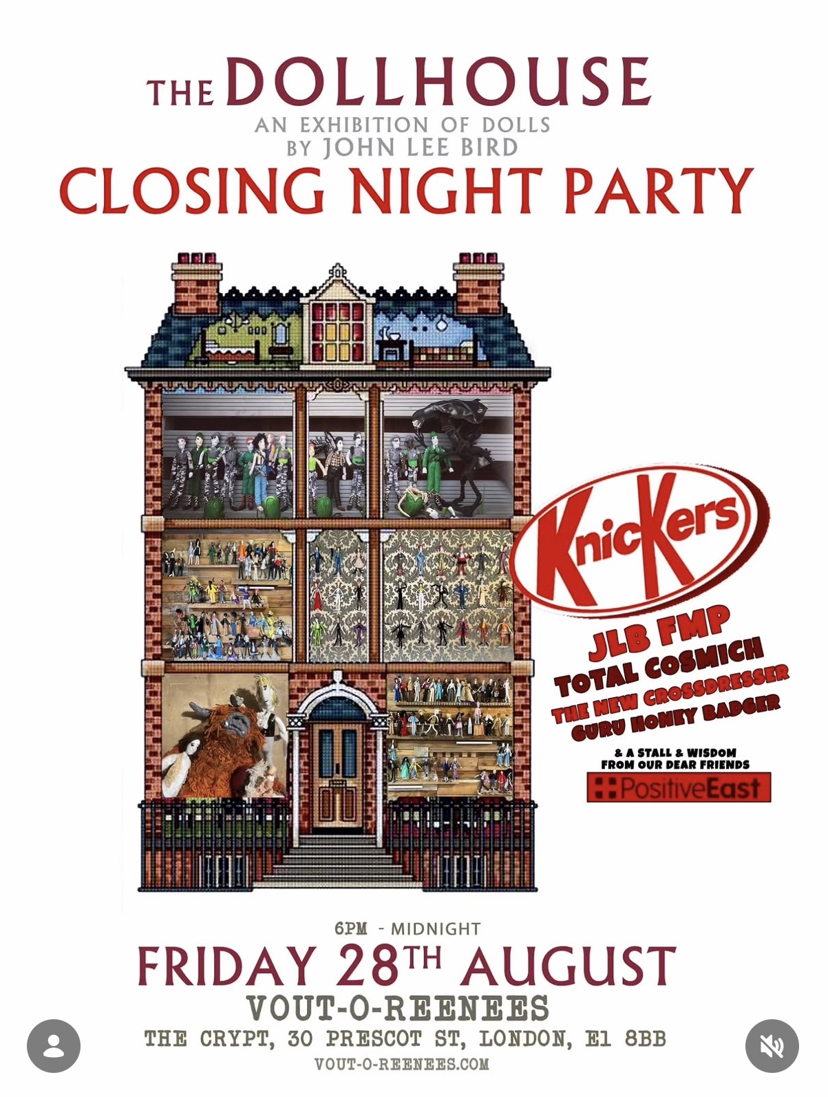 Flyer for THE DOLLHOUSE: AN EXHIBITION OF DOLLS Closing Party