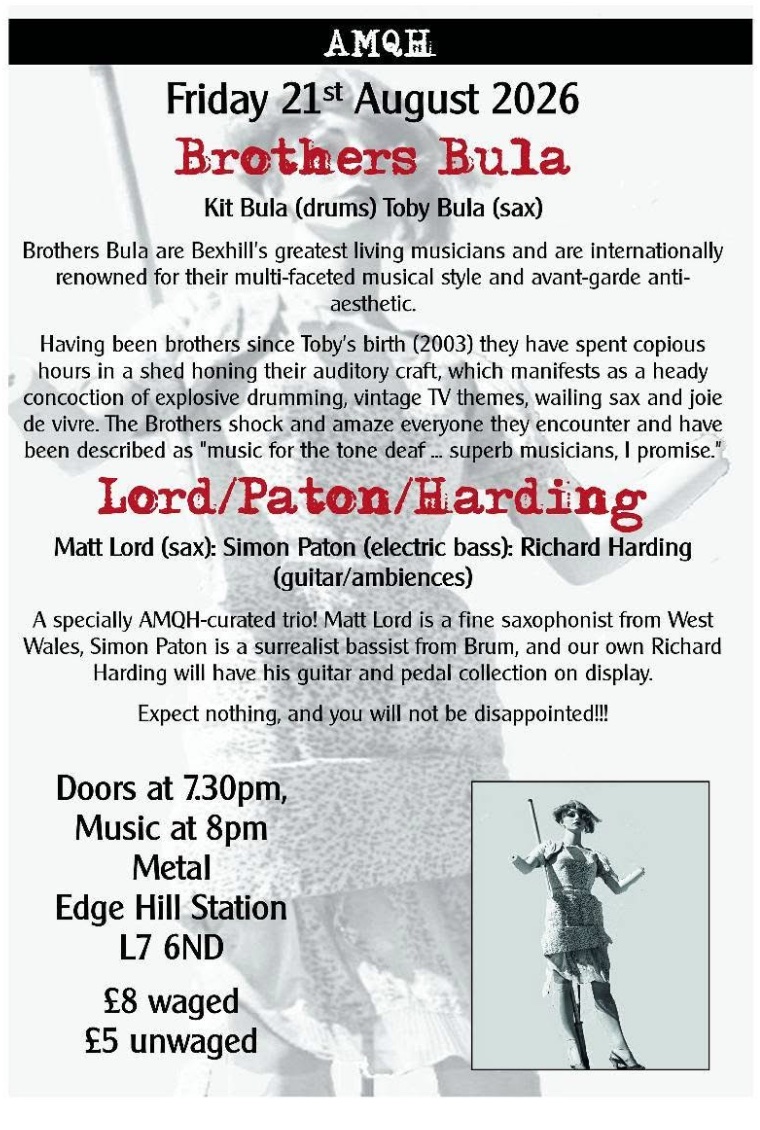 Flyer for Brothers Bula plus Lord/Paton/Harding