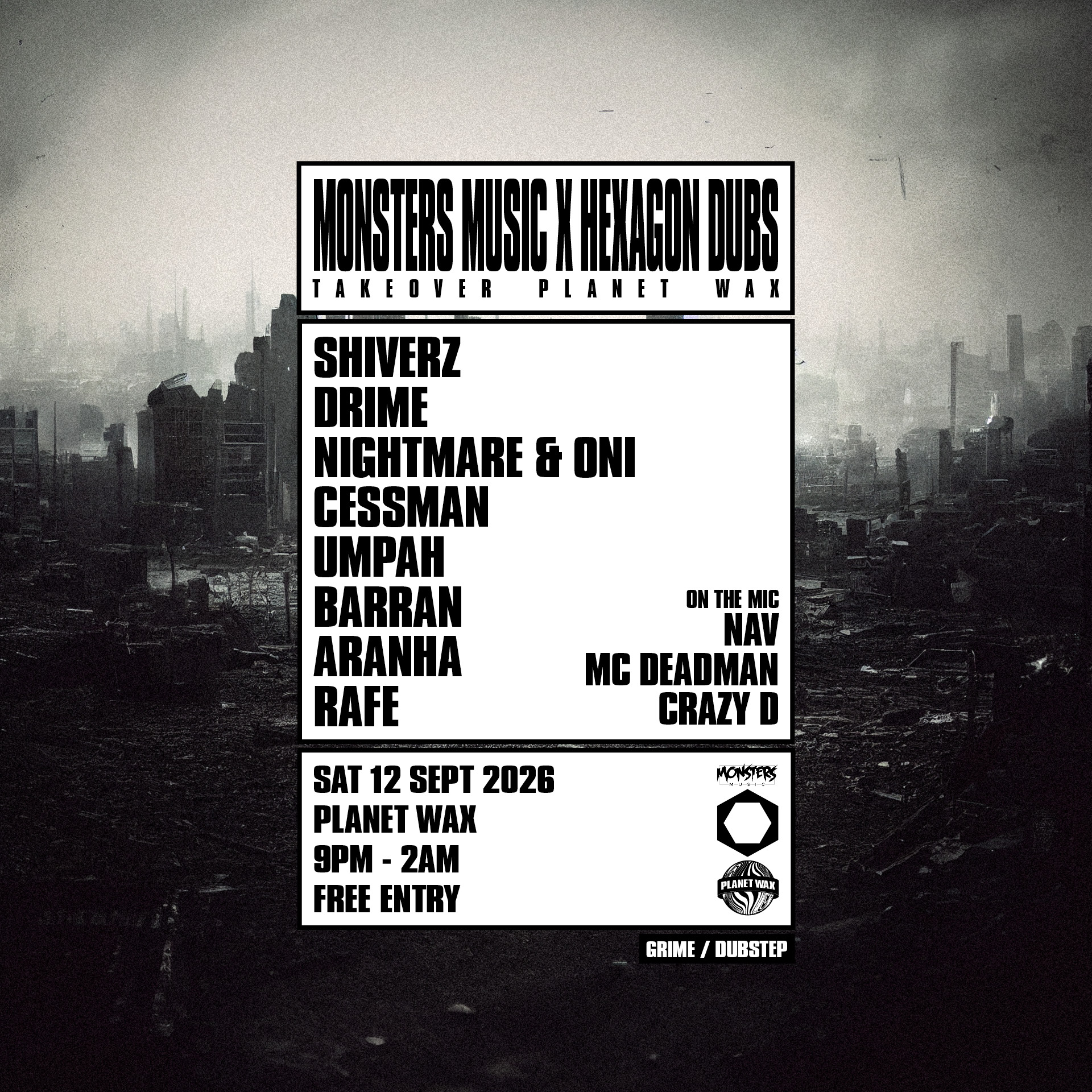 Monsters Music x Hexagon Dubs Takeover Planet Wax