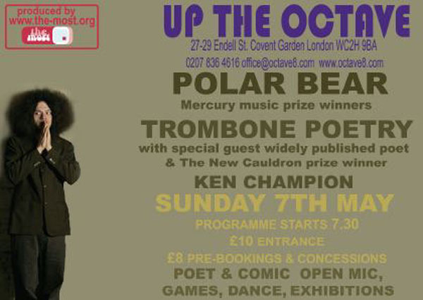 Flyer connected to Polar Bear, Trombone Poetry, Paul Taylor, Ken Champion