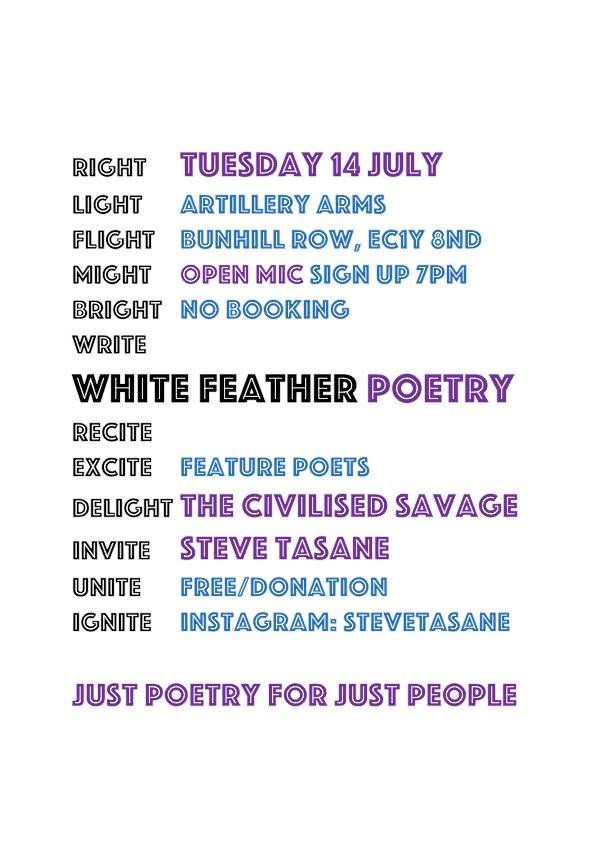 Flyer connected to The Civilised Savage, Steve Tasane
